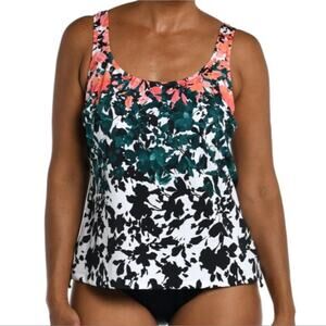 Maxine of Hollywood Floating Flowers Scoop Neck Tankini Swim Top